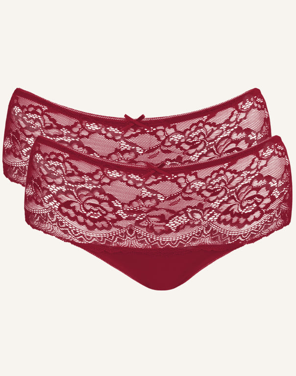 High-Panty-Set 2x "Lace Basic" bordeaux