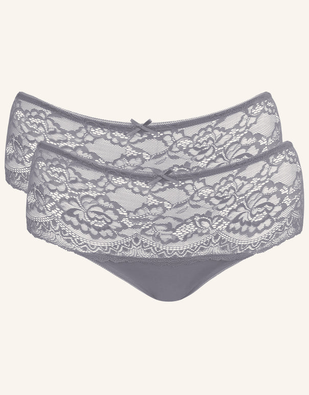 High-Panty-Set 2x "Lace Basic" grey