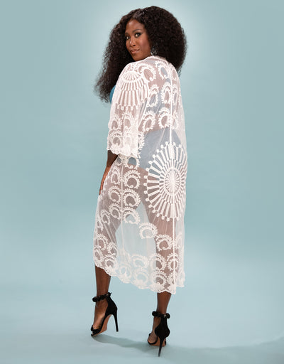 Beach-Kimono Mambo Long Ivory