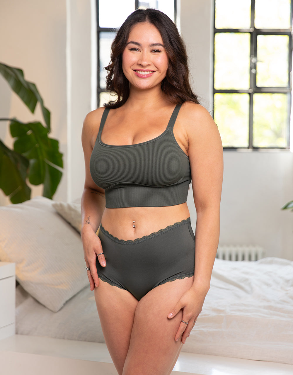 High-Panty-Set 2x "Basic" olive