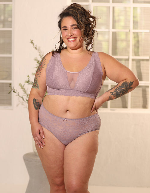 High-Panty-Set 2x "Lace Basic" violetgrey