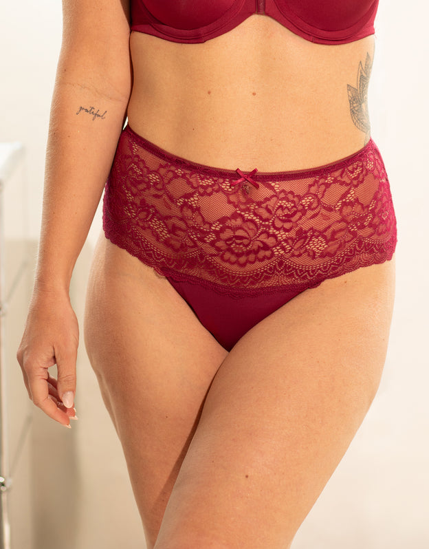 High-String-Set 2x "Lace Basic" bordeaux