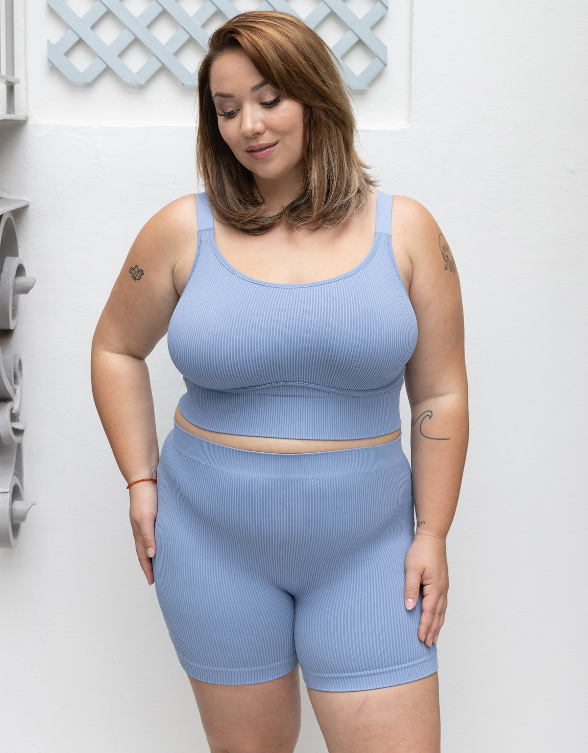 High-Waist-Shorts Freeda Bluegrey