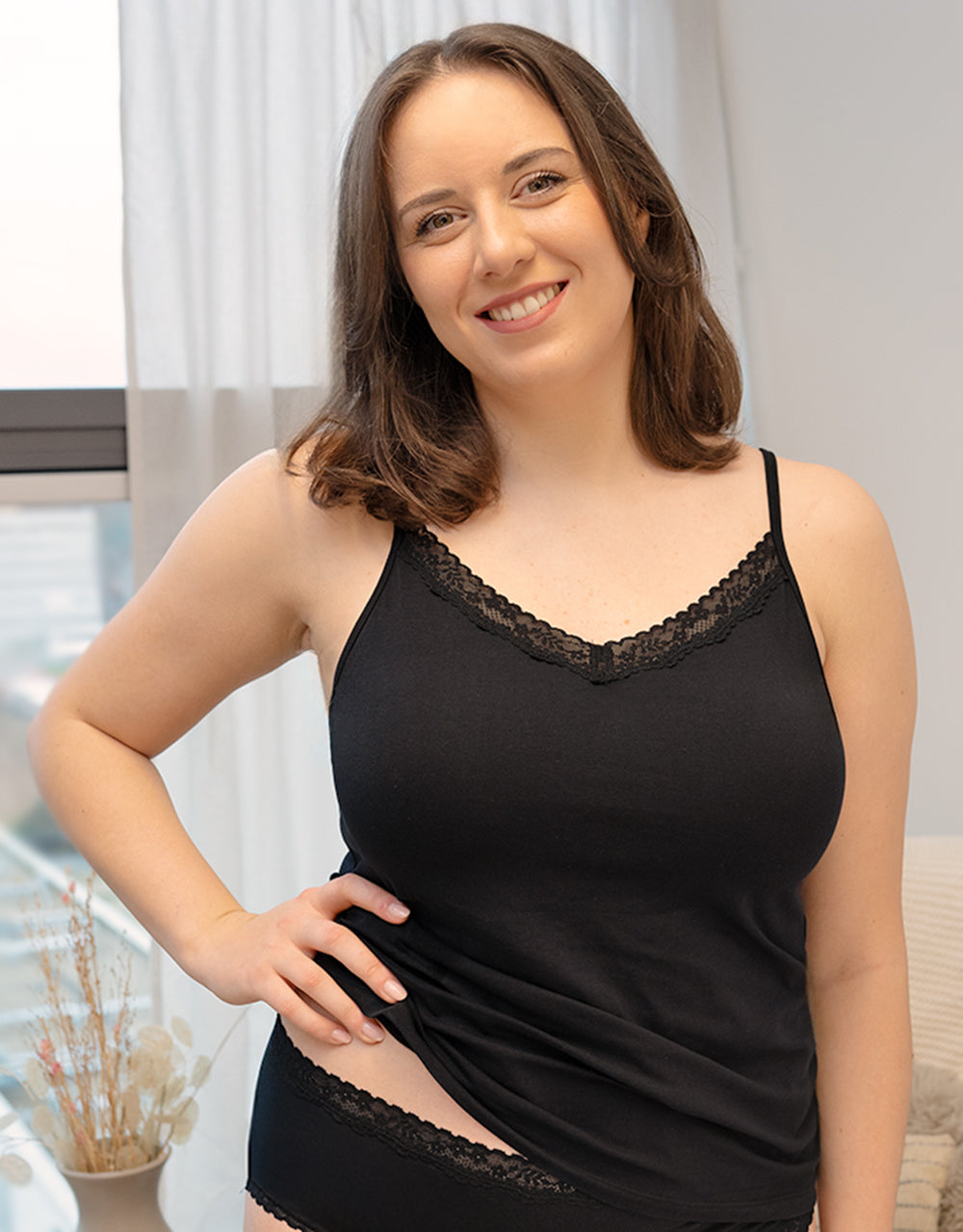 Top "Cotton-Lace" black